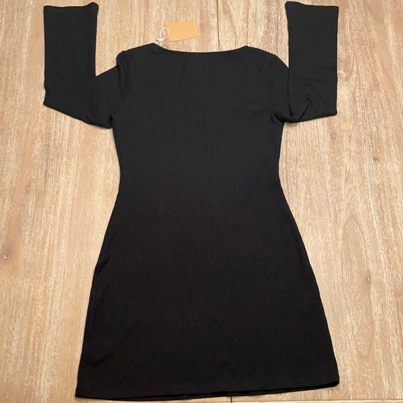 Reformation Black Elias Ribbed Scoop Neck Mini Dress Size L - Picture 7 of 9
